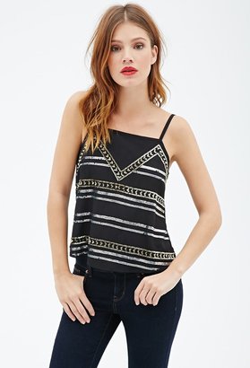 Forever 21 FOREVER 21+ Sequined Geo-Pattern Cami