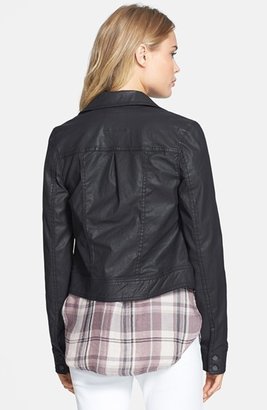 Paige Denim 'Brooklyn' Coated Stretch Cotton Moto Jacket