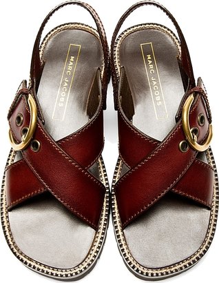 Marc Jacobs Maroon Leather Menswear-Inspired Sandals