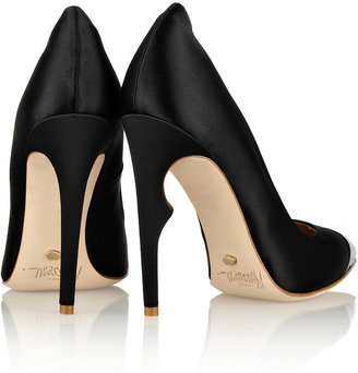 Jerome C. Rousseau Flicker satin and patent-leather pumps