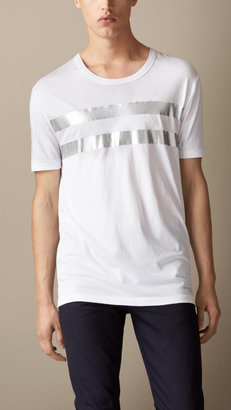 Burberry Metallic Stripe Cotton T-Shirt