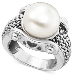 Macy's White Freshwater Pearl Braid-Band Ring in Sterling Silver (11mm)