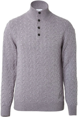 Brioni Cashmere Cable Knit Stand-Up Collar Pullover