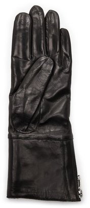 Carolina Amato Shearling Cuff Leather Gloves