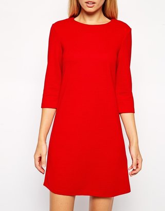 ASOS Shift Dress in Textured Rib with 3/4 Length Sleeves