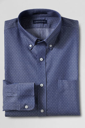 Lands' End Men's Tailored Fit No Iron Dobby Buttondown Pinpoint Dress Shirt