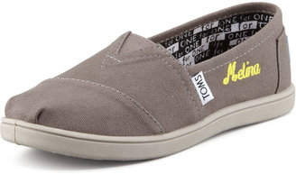 Toms Personalized Classic Canvas Slip-On, Ash, Youth