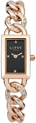 Lipsy Stone Set Rose Gold Tone Bracelet Ladies Watch