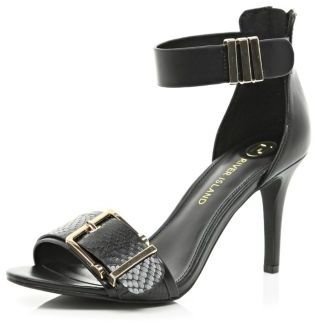 River Island Black buckle trim barely there sandals