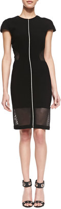 L'Agence Mesh Cutout Zip-Front Dress, Black