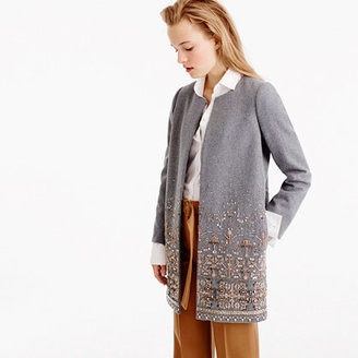 J.Crew Collection cocoon coat in embellished Italian wool melton