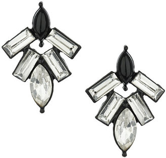 Topshop Freedom at 100% metal. Black metal earrings with rhinestones arranged below a single jet black stone, length 2.5cm.