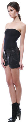 Cynthia Vincent Pleated Leather Short