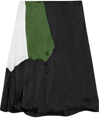 Marni Color-block satin-twill skirt