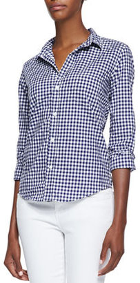 Frank & Eileen Barry Gingham Check Button-Front Blouse, Blue/White