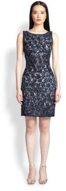 Aidan Mattox Sequined-Lace Cocktail Dress
