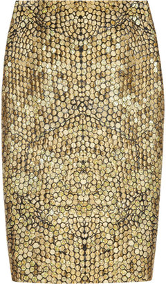 Alexander McQueen Honeycomb-jacquard pencil skirt