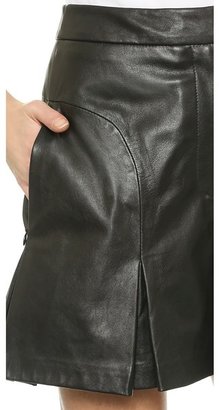 Tibi Leather Pleated Shorts
