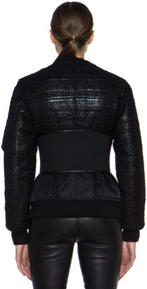 Givenchy Padded Acrylic-Blend Bomber Jacket with Corset Belt in Black