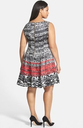 Gabby Skye Lace Print Fit & Flare Dress (Plus Size)