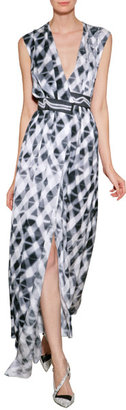 Kenzo Silk Jacquard Satin Blur Print Dress
