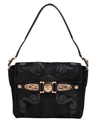 Versace Suede Bag With Embroidered Silk & Ayers