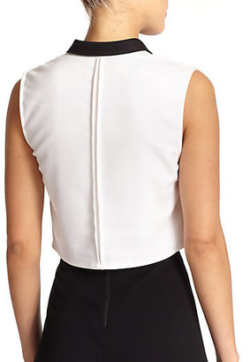 Alice + Olivia Cropped Sleeveless Button-Down Shirt