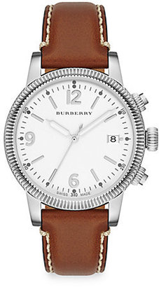 Burberry Stainless Steel & Tan Leather Strap Watch