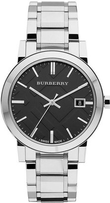 Burberry Large Check Stainless Steel Mens Watch BU9001