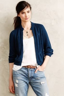 Anthropologie Field Flower by Wendi Reed Ribbed Sweater Jacket