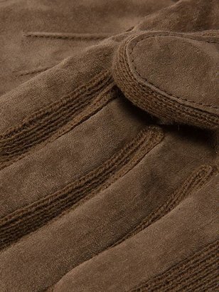 Dents Ladies Fancy Suede Gloves With Knitted Sidewalls