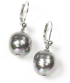 Majorica Women's 12mm Baroque Grey Simulated Pearl Drop Earrings