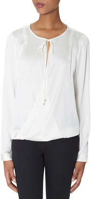 The Limited Wrap-Look Tie Neck Layering Blouse