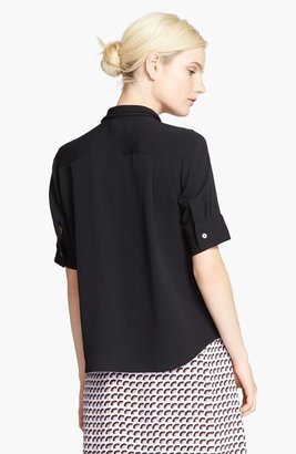 Marc Jacobs Elbow Sleeve Button Front Silk Blouse