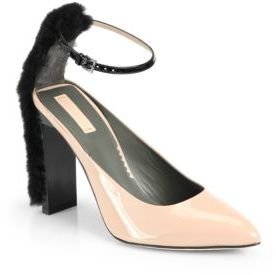 Reed Krakoff Atlas Fur & Patent Leather Ankle-Strap Pumps