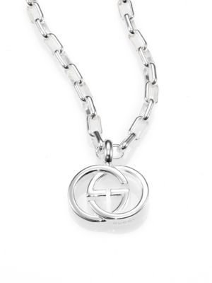 Gucci Sterling Silver Interlocking GG Pendant Necklace