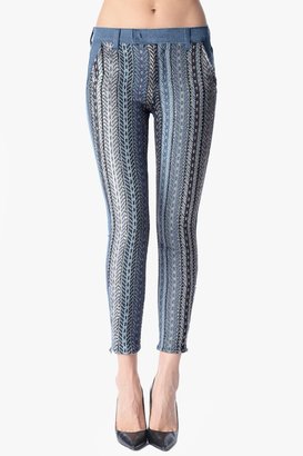 7 For All Mankind Malhia Kent: The Side Zip Pieced Skinny In Blue Silver Chevron