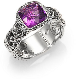 John Hardy Classic Chain Amethyst & Sterling Silver Braided Ring