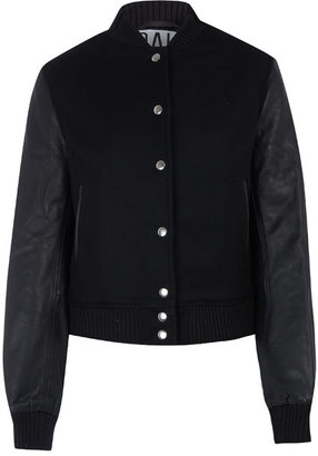 OAK Black Dual- Front Leather Sleeve Varsity Jacket