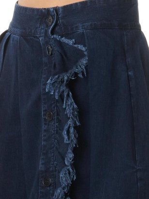 Band Of Outsiders Ruffle-front pleated denim skirt