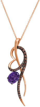 LeVian Amethyst (1-3/8 ct. t.w.) and Smoky Quartz (1/2 ct. t.w.) Swirl Pendant Necklace in 14k Rose Gold