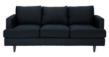 3 Seater Sofa, Deep Blue - Fixed Cover Wood and Fabric - Irvine