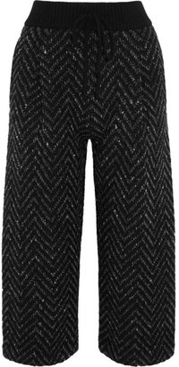 Valentino Cropped zigzag wool-blend wide-leg pants