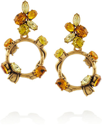 Oscar de la Renta Gold-tone crystal earrings