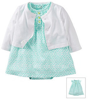 Carter's Baby Girls' Blue/White Two-Piece Geometric Print Dress Set