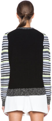 Proenza Schouler Crewneck Merino Wool-Blend Sweater in Lavender & Celadon
