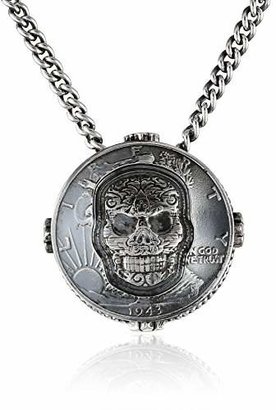 King Baby Studio Unisex Liberty Half Dollar with Carved Baroque Skull Pendant Necklace