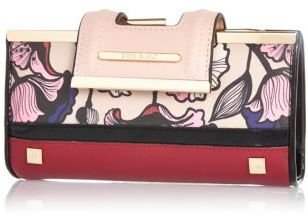 River Island Pink floral print clip top purse