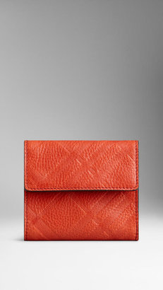 Burberry Embossed Check Leather Foldover Wallet