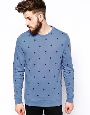 ASOS Sweatshirt With Palm Tree Print - Blue
